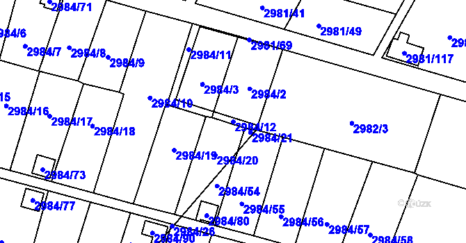 Parcela st. 2984/12 v KÚ Martinov ve Slezsku, Katastrální mapa