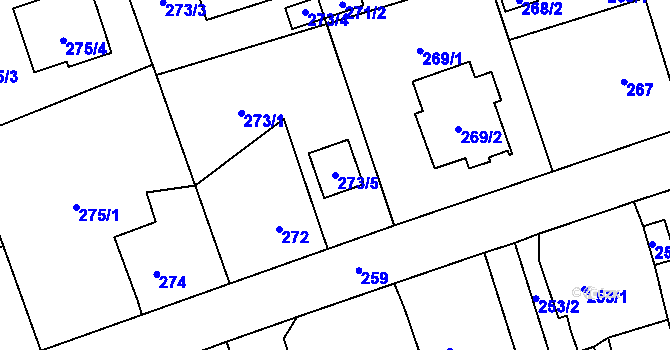 Parcela st. 273/5 v KÚ Třebovice ve Slezsku, Katastrální mapa