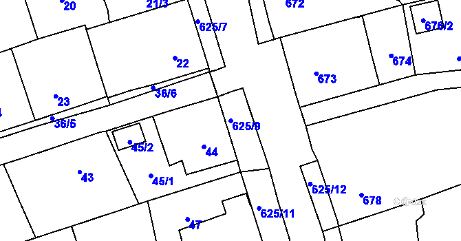Parcela st. 625/9 v KÚ Třebovice ve Slezsku, Katastrální mapa