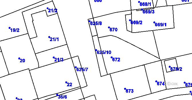 Parcela st. 625/10 v KÚ Třebovice ve Slezsku, Katastrální mapa