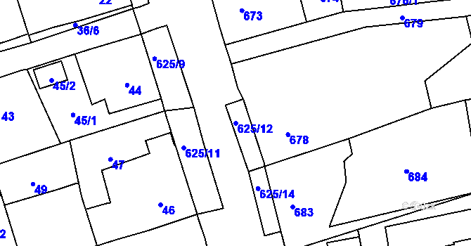 Parcela st. 625/12 v KÚ Třebovice ve Slezsku, Katastrální mapa