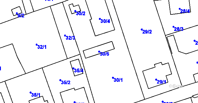 Parcela st. 30/5 v KÚ Třebovice ve Slezsku, Katastrální mapa
