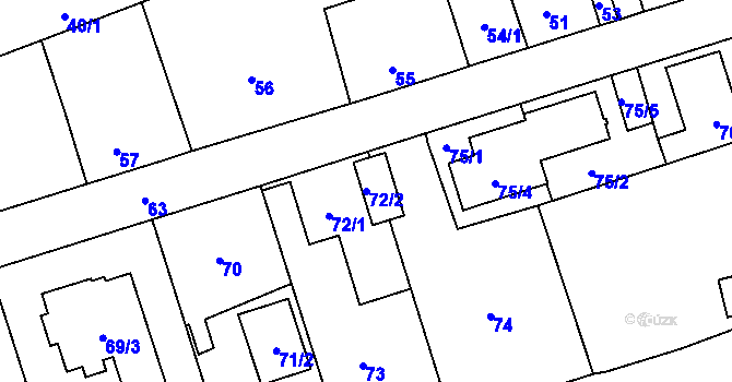 Parcela st. 72/2 v KÚ Třebovice ve Slezsku, Katastrální mapa