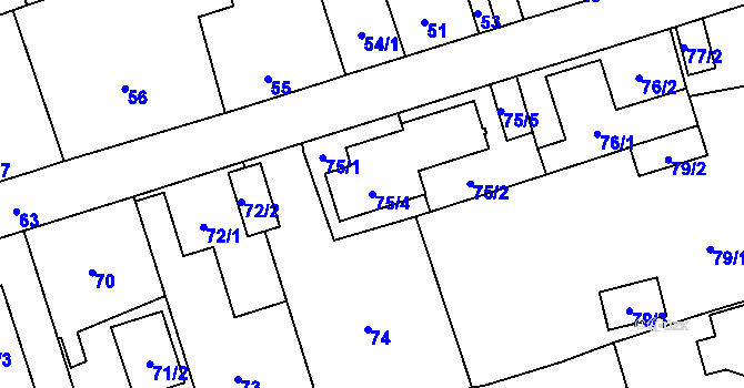Parcela st. 75/4 v KÚ Třebovice ve Slezsku, Katastrální mapa