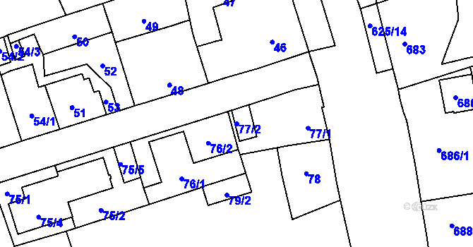 Parcela st. 77/2 v KÚ Třebovice ve Slezsku, Katastrální mapa