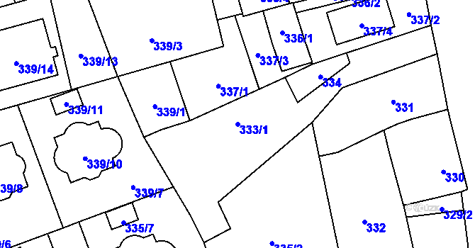 Parcela st. 333/1 v KÚ Třebovice ve Slezsku, Katastrální mapa