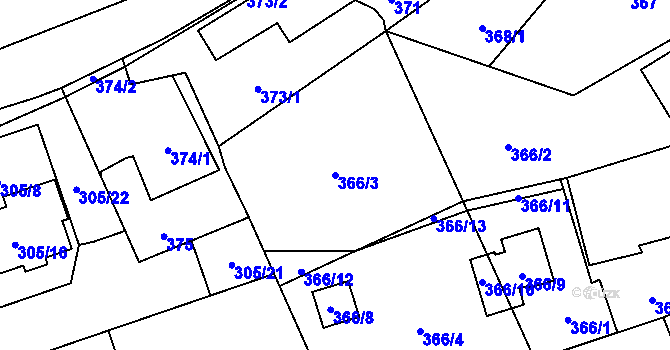 Parcela st. 366/3 v KÚ Třebovice ve Slezsku, Katastrální mapa