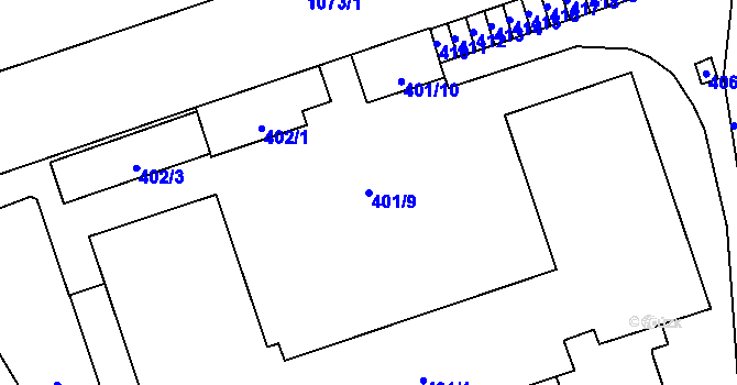 Parcela st. 401/9 v KÚ Třebovice ve Slezsku, Katastrální mapa