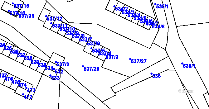 Parcela st. 537/3 v KÚ Třebovice ve Slezsku, Katastrální mapa