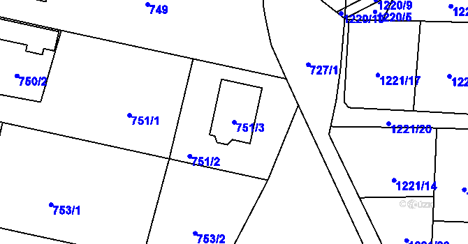 Parcela st. 751/3 v KÚ Třebovice ve Slezsku, Katastrální mapa