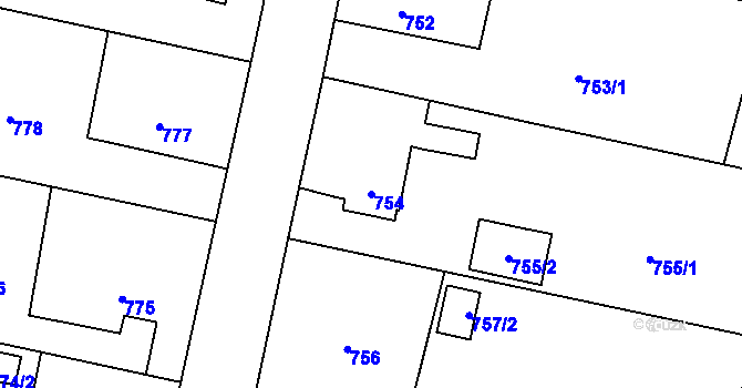 Parcela st. 754 v KÚ Třebovice ve Slezsku, Katastrální mapa