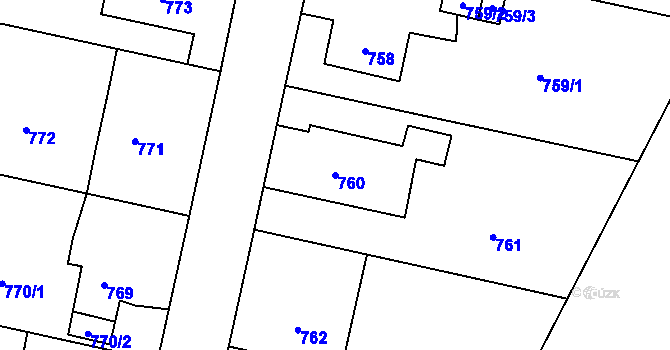 Parcela st. 760 v KÚ Třebovice ve Slezsku, Katastrální mapa