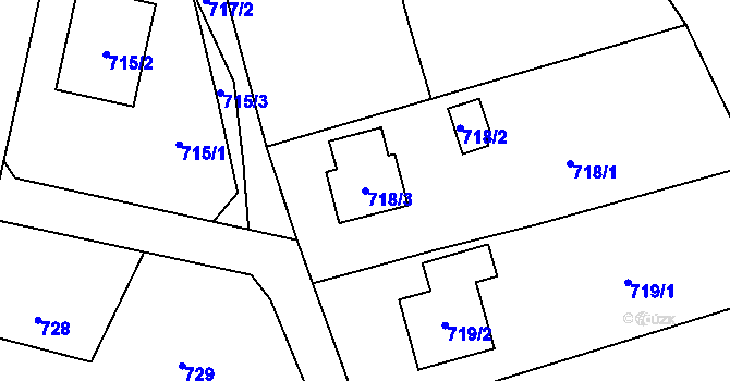 Parcela st. 718/3 v KÚ Třebovice ve Slezsku, Katastrální mapa