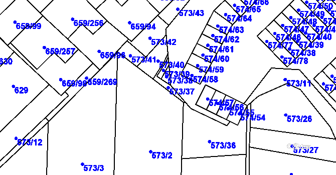 Parcela st. 573/37 v KÚ Svinov, Katastrální mapa
