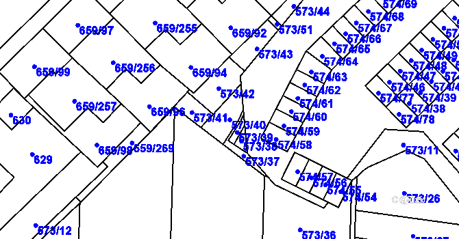 Parcela st. 573/40 v KÚ Svinov, Katastrální mapa