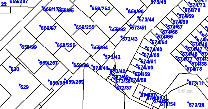 Parcela st. 573/42 v KÚ Svinov, Katastrální mapa