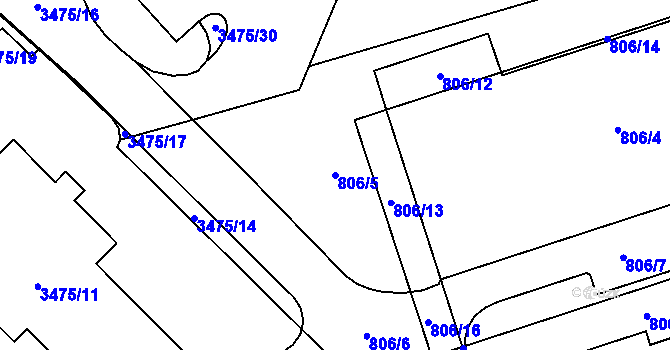 Parcela st. 806/5 v KÚ Svinov, Katastrální mapa