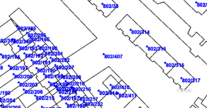 Parcela st. 802/407 v KÚ Svinov, Katastrální mapa