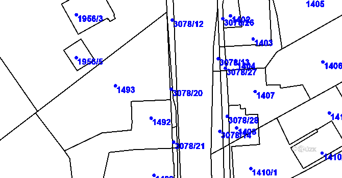 Parcela st. 3078/20 v KÚ Svinov, Katastrální mapa