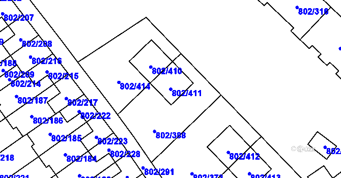 Parcela st. 802/411 v KÚ Svinov, Katastrální mapa