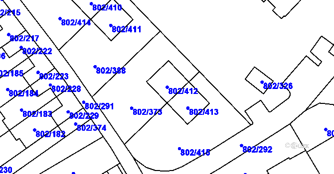 Parcela st. 802/412 v KÚ Svinov, Katastrální mapa