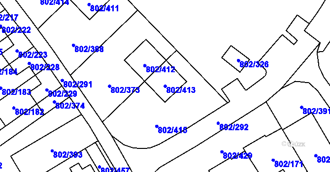 Parcela st. 802/413 v KÚ Svinov, Katastrální mapa