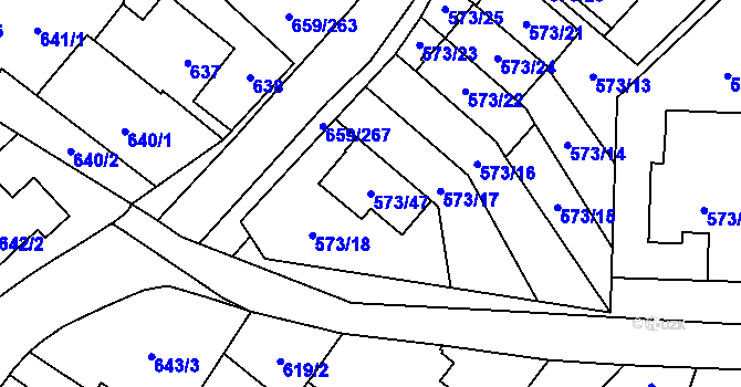 Parcela st. 573/47 v KÚ Svinov, Katastrální mapa