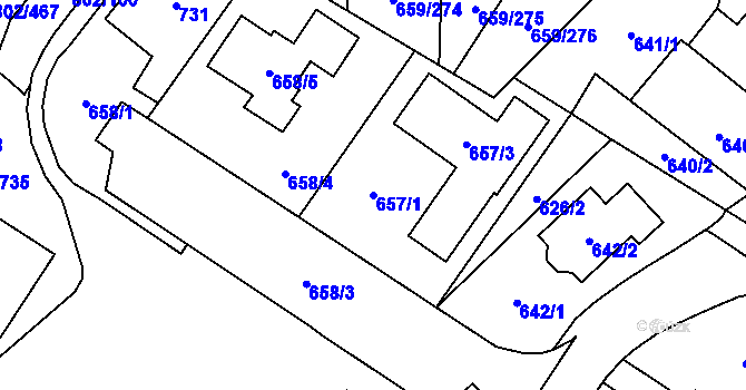 Parcela st. 657/1 v KÚ Svinov, Katastrální mapa