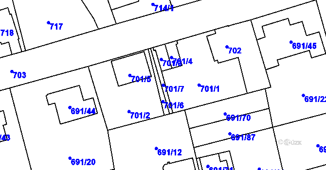 Parcela st. 701/7 v KÚ Svinov, Katastrální mapa