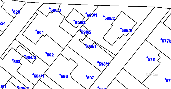 Parcela st. 599/1 v KÚ Svinov, Katastrální mapa