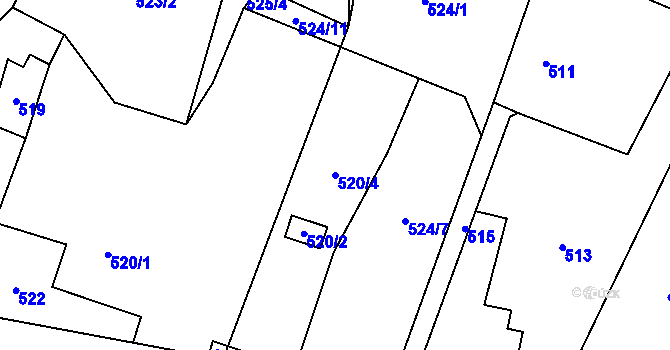Parcela st. 520/4 v KÚ Svinov, Katastrální mapa