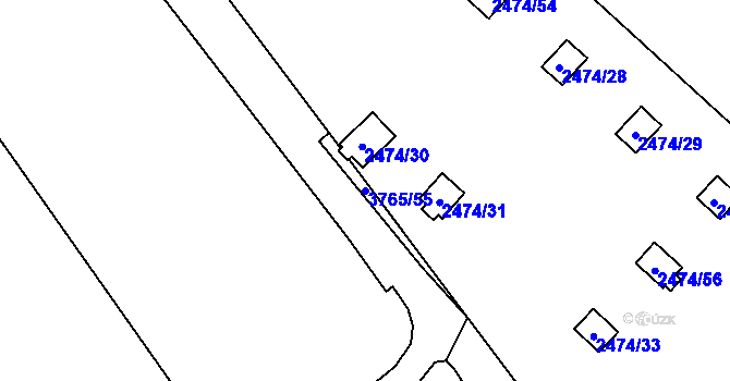 Parcela st. 3765/55 v KÚ Svinov, Katastrální mapa