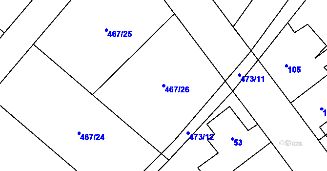 Parcela st. 467/26 v KÚ Svinov, Katastrální mapa
