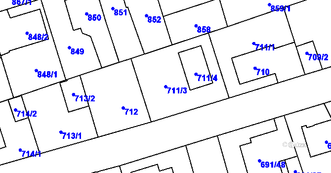 Parcela st. 711/3 v KÚ Svinov, Katastrální mapa