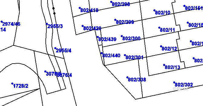 Parcela st. 802/440 v KÚ Svinov, Katastrální mapa