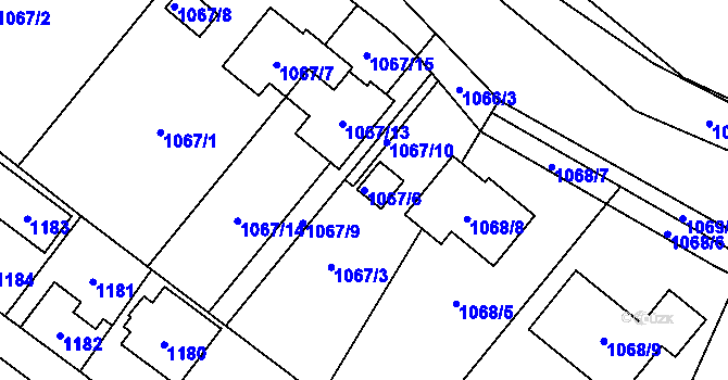 Parcela st. 1067/6 v KÚ Svinov, Katastrální mapa