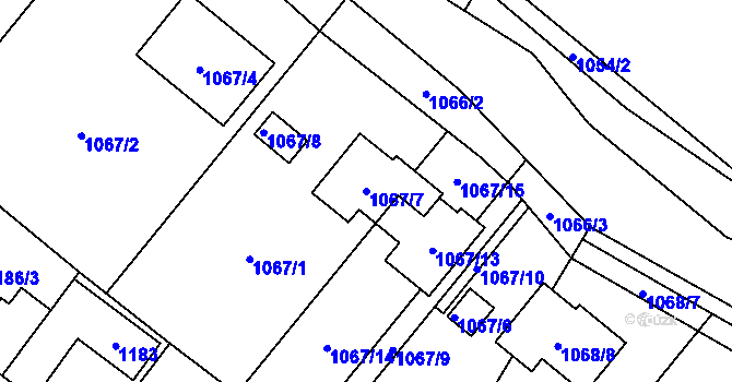 Parcela st. 1067/7 v KÚ Svinov, Katastrální mapa