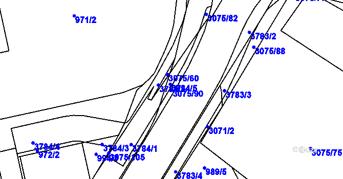 Parcela st. 3075/90 v KÚ Svinov, Katastrální mapa