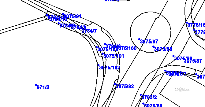 Parcela st. 3075/101 v KÚ Svinov, Katastrální mapa