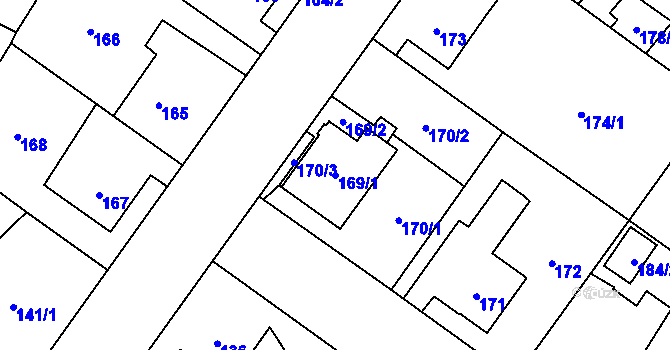 Parcela st. 169/1 v KÚ Svinov, Katastrální mapa
