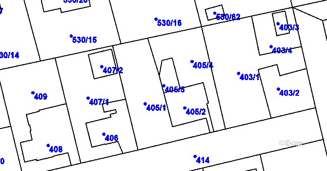 Parcela st. 405/5 v KÚ Svinov, Katastrální mapa