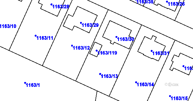 Parcela st. 1163/119 v KÚ Svinov, Katastrální mapa