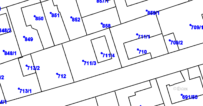 Parcela st. 711/4 v KÚ Svinov, Katastrální mapa