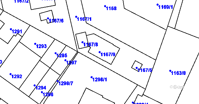 Parcela st. 1167/9 v KÚ Svinov, Katastrální mapa