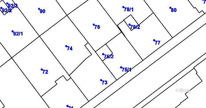 Parcela st. 75/2 v KÚ Svinov, Katastrální mapa