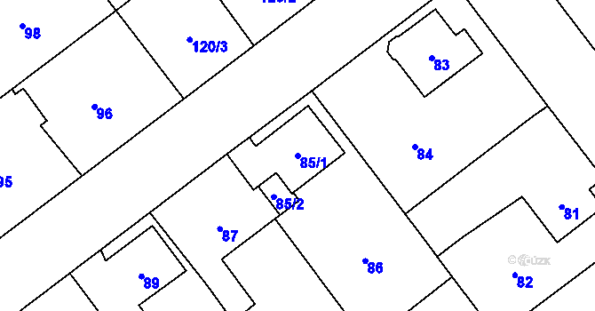 Parcela st. 85/1 v KÚ Svinov, Katastrální mapa