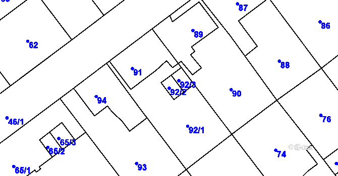 Parcela st. 92/2 v KÚ Svinov, Katastrální mapa