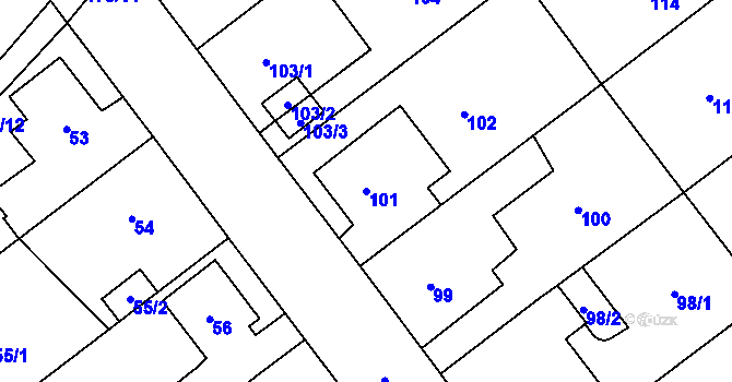 Parcela st. 101 v KÚ Svinov, Katastrální mapa