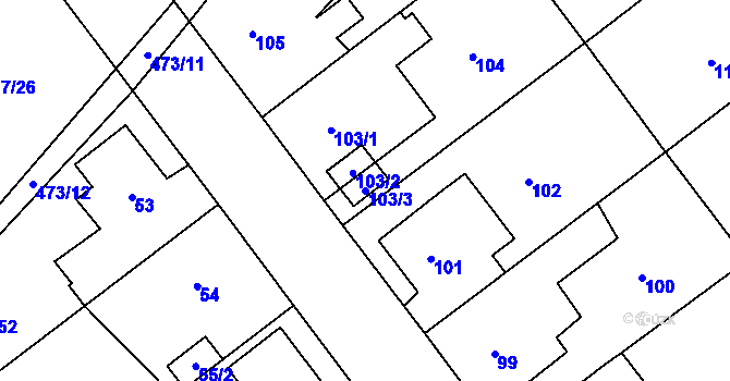 Parcela st. 103/3 v KÚ Svinov, Katastrální mapa
