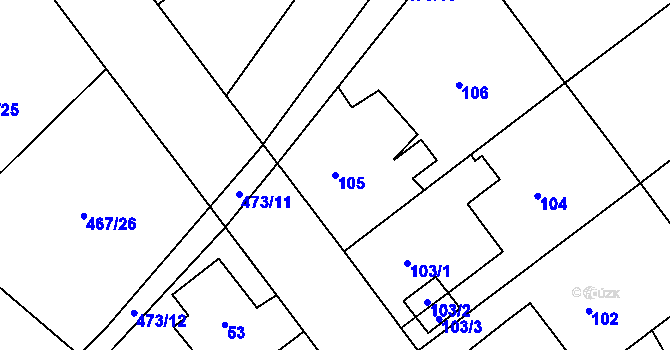Parcela st. 105 v KÚ Svinov, Katastrální mapa